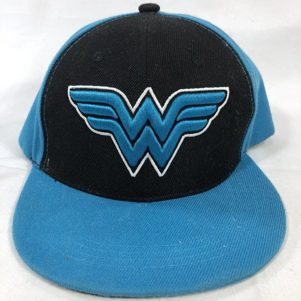 Wonder Woman Six Flags Hat Cap Souvenir Snapback Baseball Black Blue Adjustable - Picture 1 of 16